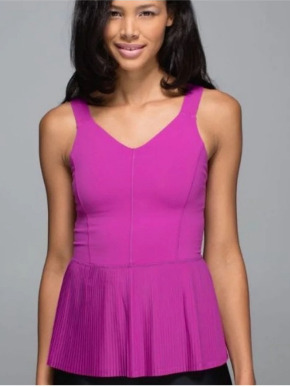 Lululemon City Pleat Peplum Tank Top vibrant purple size 6 preppy